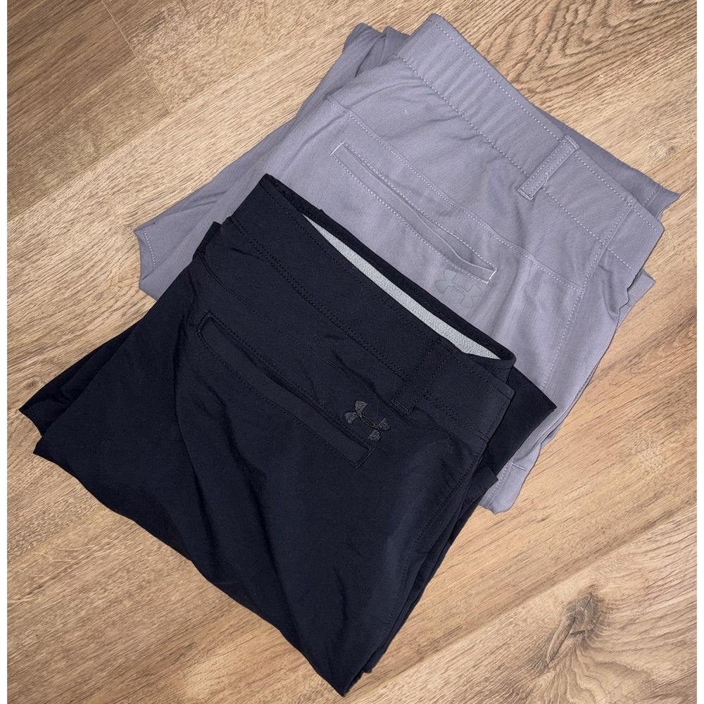 Lot Of 2 Under Armour Golf Pants 38x32 Gray Black